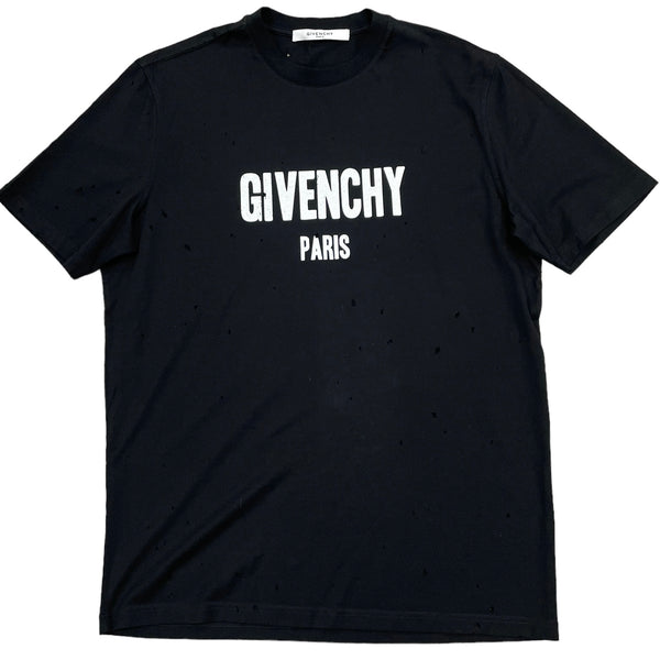 Givenchy Paris Distressed T-Shirt | Black