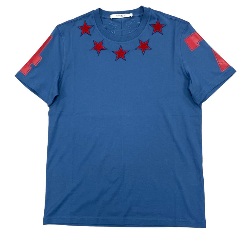 Givenchy Embroidered Star T-Shirt | Blue W/Red Stars
